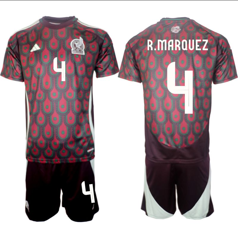 Men 2024-2025 Season Mexico home red #4 Soccer Jerseys